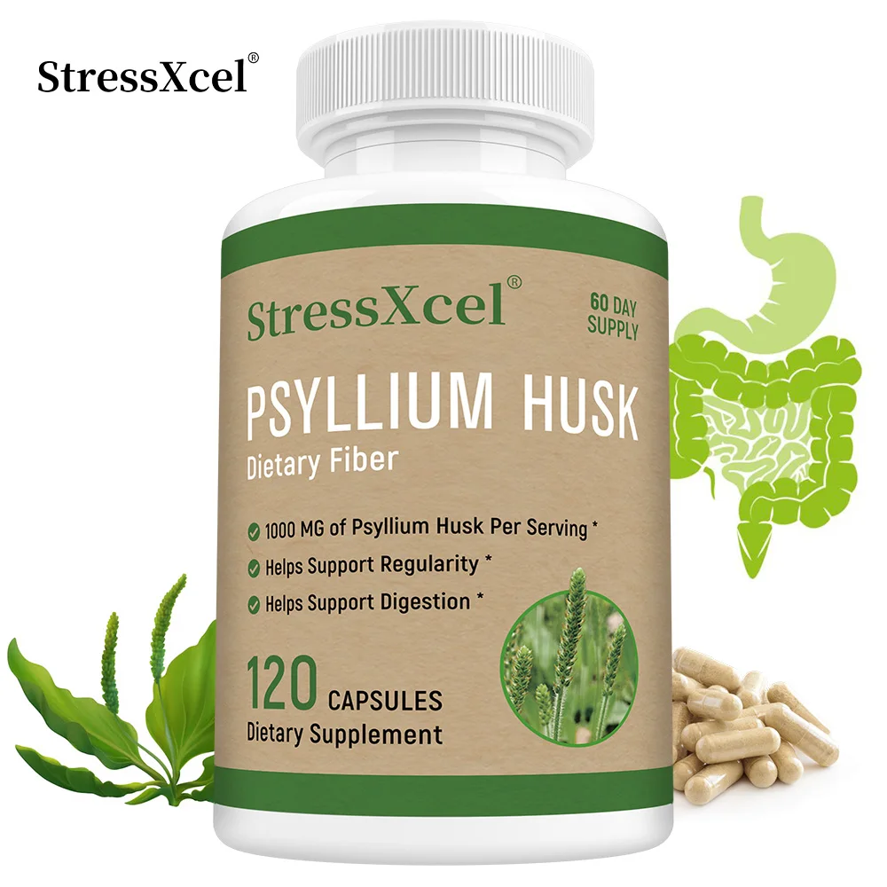 Cápsulas de casca de Psyllium – Suprimir o apetite, apoiar a gestão de peso, benefícios para saúde intestinal e digestão e desintoxicar