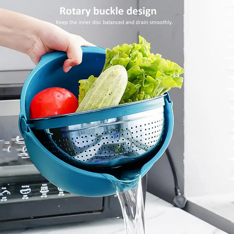 Colander Easy-Pour Spout Strainer & Soaking Bowl Fruit Vegetable Washing Basket Drainer Colander Kitchen Storage Tool for Pasta