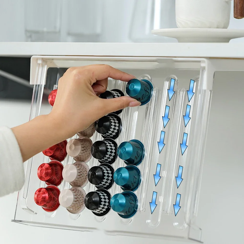 Magnetic Coffee Capsule Rack 30 Coffee Capsule Storage Box Display Rack Wall-mounted Punch-free Cabinet Capsule Rack