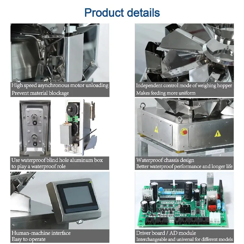 Super Mini Automatic Multihead Granule Powder Packing Machine 10/14 Heads Combination Weigher Wrapping Gluing High Speed Food