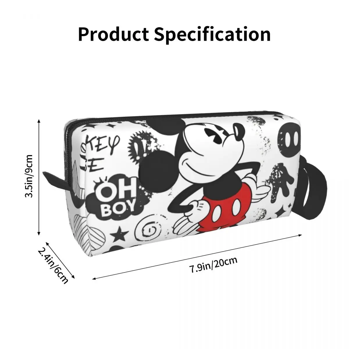 Retro Mickey Minnie Cartoon Large Makeup Bag Beauty Pouch Travel Cosmetic Bags Organizer for Unisex