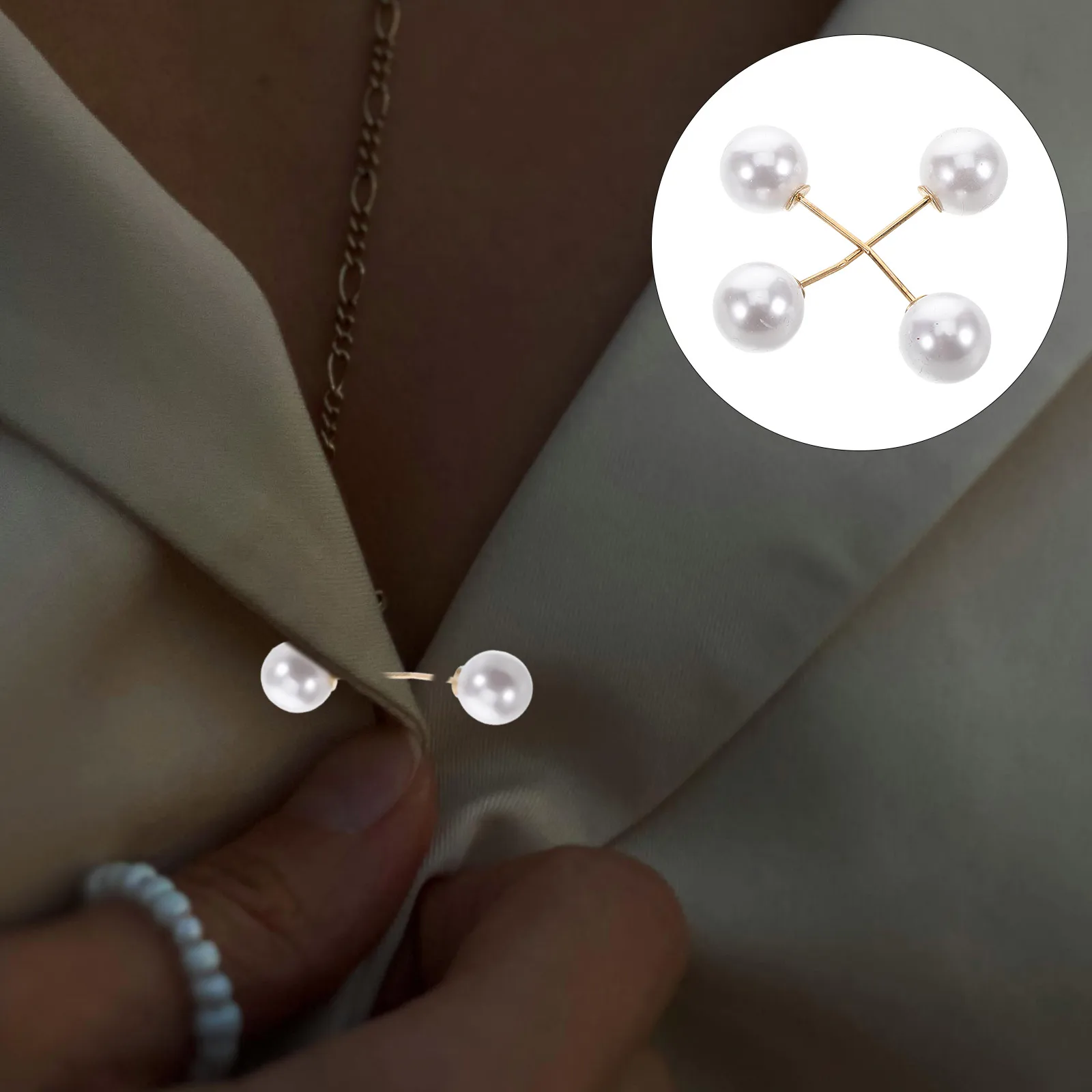 

8 Pcs Blouse Pearl Pin Decorative Safety Pins for Hats Buttons Brooches Anti Exposure Fixed White Anti-exposure Neckline