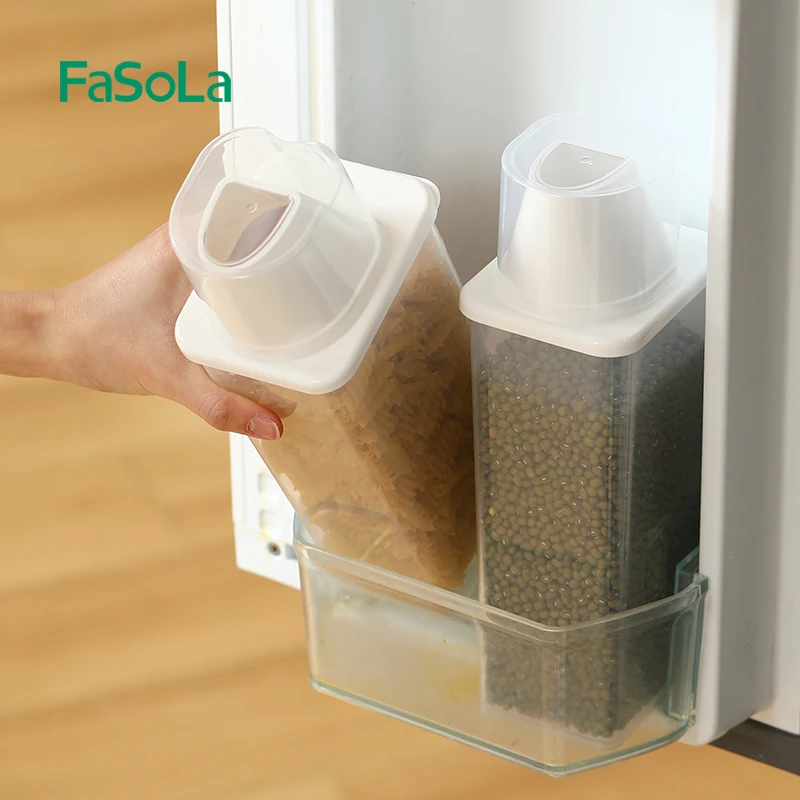 FaSoLa Plastic Storage Container Food Organizer Rice Dispenser Jars for Bulk Cereals Kitchen Storage Preservation Box