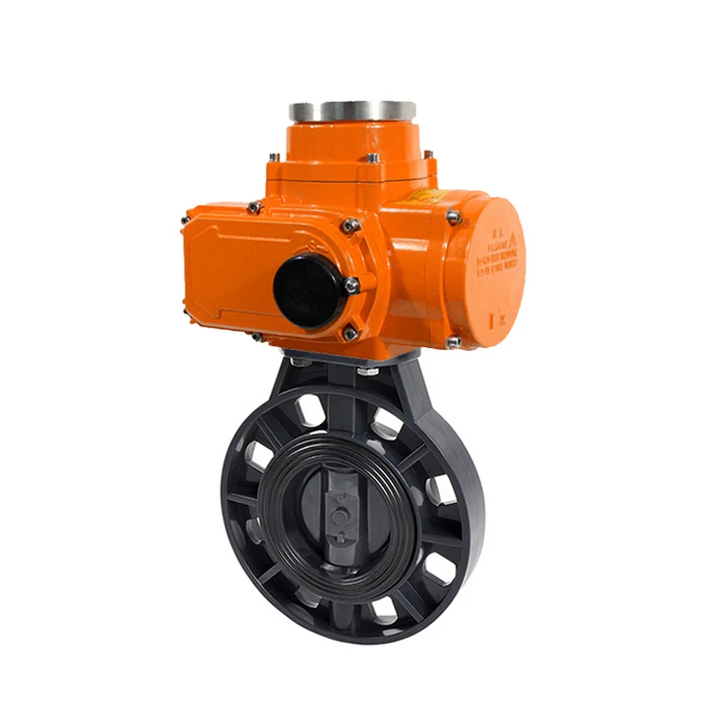 2 Inch DC 12V 24V Flange Type IP68 Waterproof Electric Actuator PVC Plastic Motorized Electric Butterfly Valve