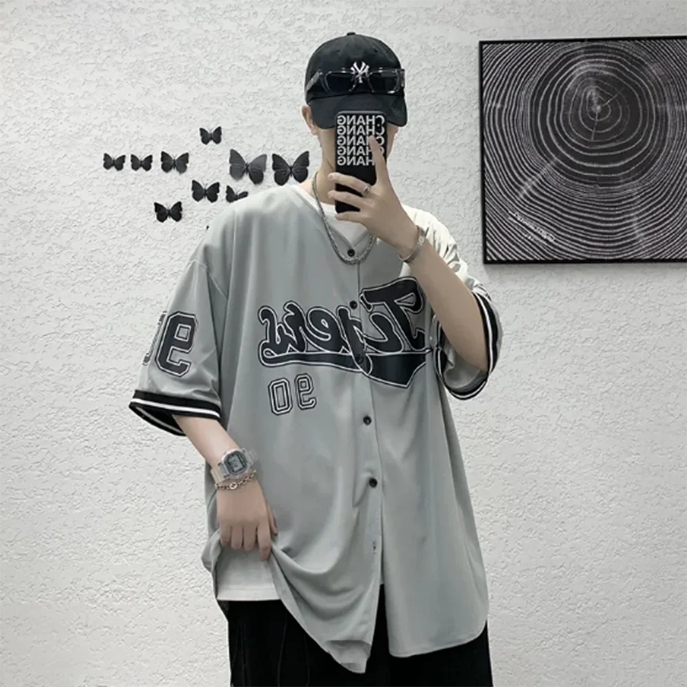 

Jersey Shirt Mens West Coast Vibrant Street American Hip-Hop Tops Baseball Short Sleeve All-Match Youthful Men's Clothing 2024