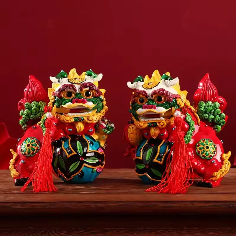 1 PAIR Chinese Style Characteristics Forbidden City Cultural and Creative Dragon Lion Souvenir Ornament Creative Jewelry Gift