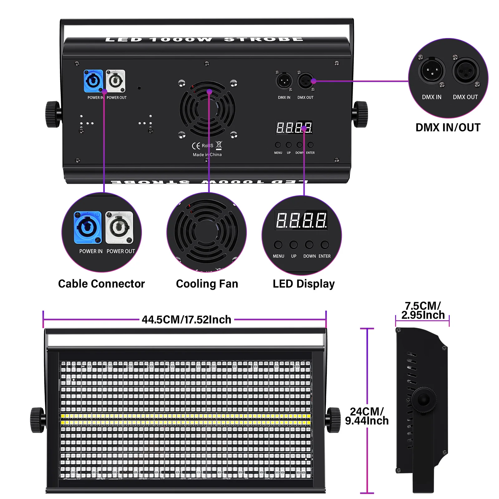 LED Stage Strobe Light For Parties 2in1 W+RGB Strobee DJ Disco Club Bar Family Gathering High Bright Flashing Stage Effect Light