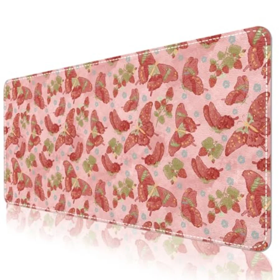 

Botanical Floral Desk Pad Blotter, Large Mouse Pad 35 x 17in, PU Leather Desk Mat Writing Pad Protector, Non-Slip Waterprrof, D