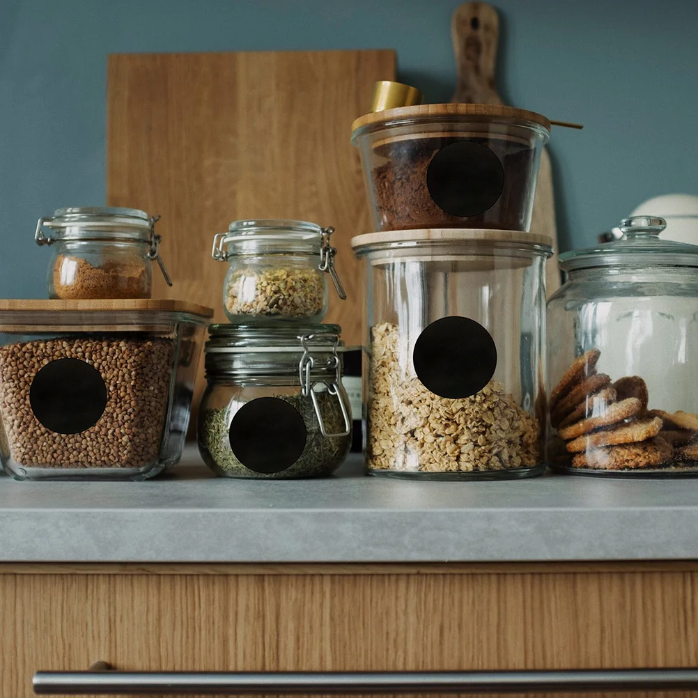 

3 Rolls Chalkboard Stickers Self-Adhesive Round Labels for Refrigerator Bottles Books Waterproof Writing Decorative