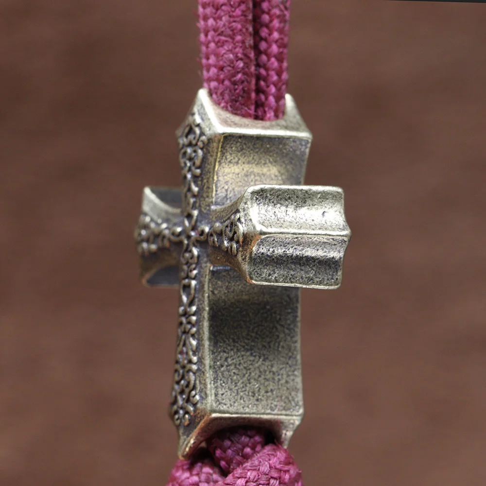 Knights Templar Cross Brass Knife Beads EDC Outdoor DIY Paracord Handmade Woven Lanyard Pendants Umbrella Rope Bracelet Charms view 4