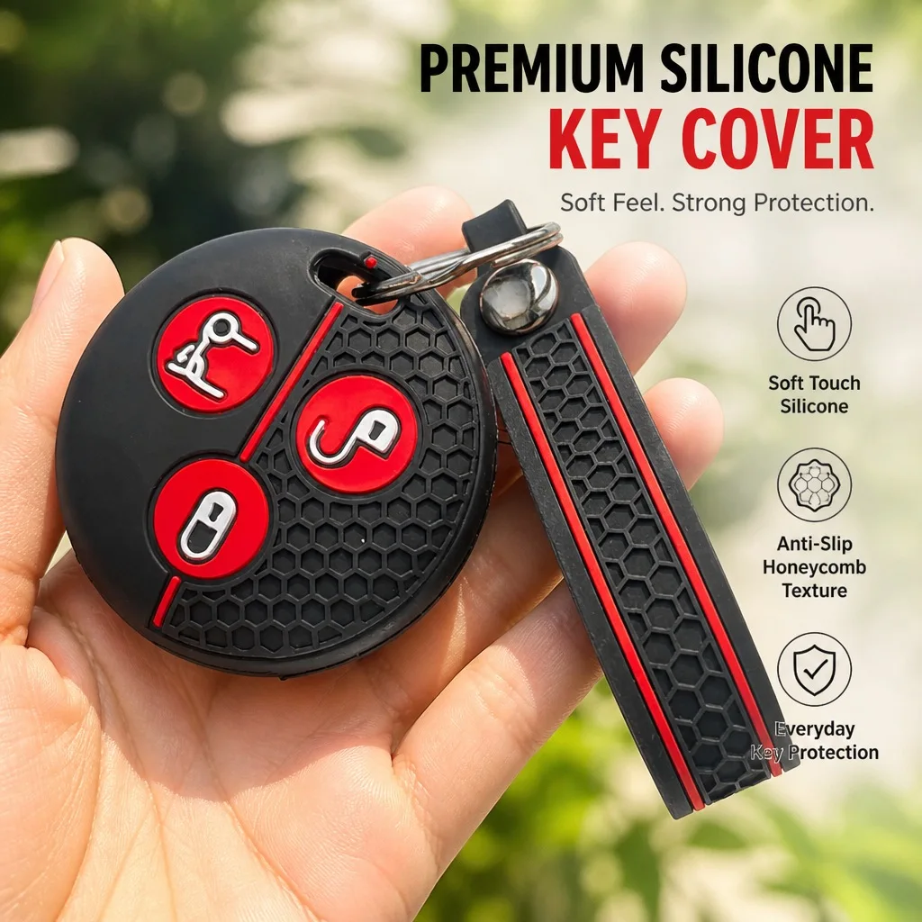 Key Fob Cover for Mercedes Benz SMART Fortwo 450 Forfour Roadster City with Keychain Anti-Scratch Shockproof