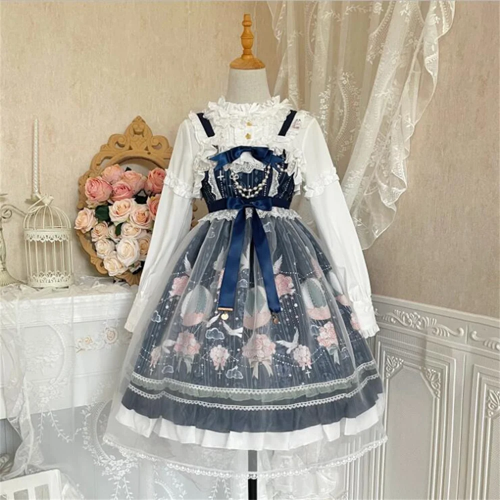 2021 Japanese Sweet Lolita Dress Kawaii Loli Princess JSK Lolita Tea Party Girl Dress Cos Victoria