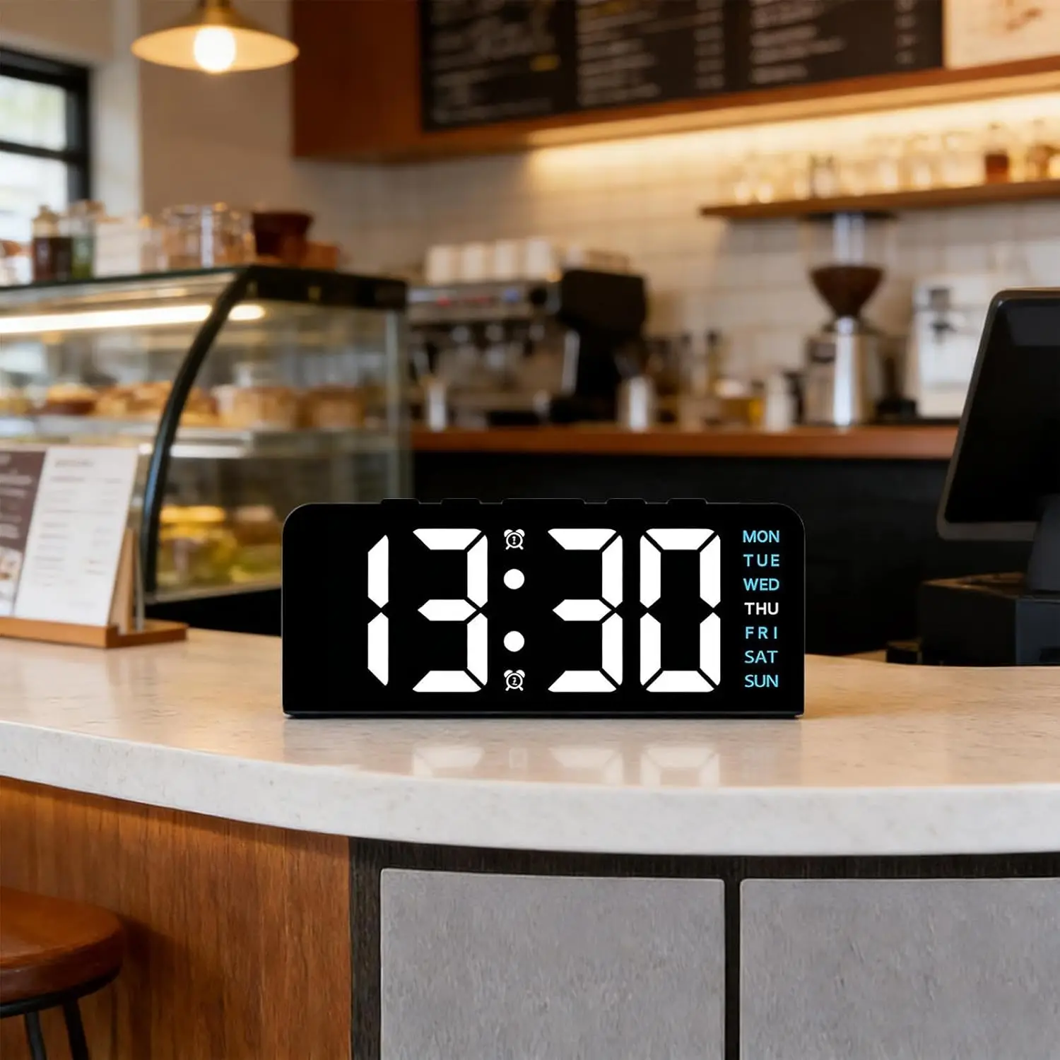 7'' LED Digital Alarm Clock Table Clock Three-Level Adjustable Brightness Dimmer/Dual Alarm/Temp/Date/Night Light for Bedrooms