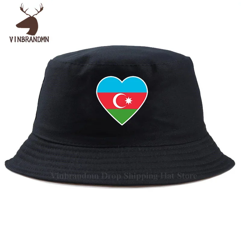 Azerbaijani Heartbeat I Love Azerbaijan Country Flag Heart Family fishing hat summer outdoo baseball cap 100% cotton bucket hats