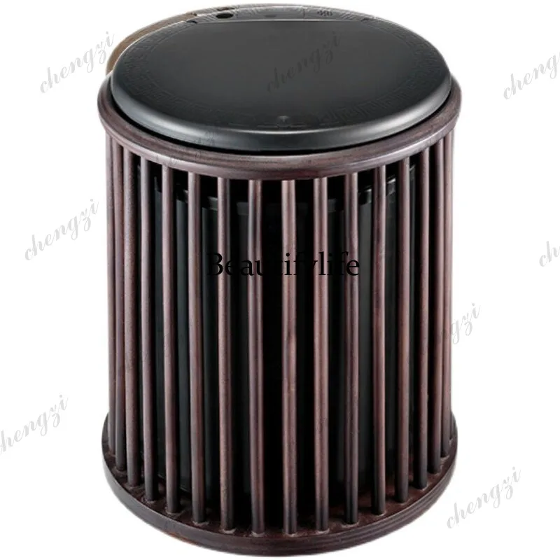 New Chinese solid wood smart tea storage bucket, living room, large wooden wastewater drainage, high-grade tea residue bucket