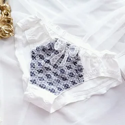 Comfortable Female White Panties Women Cotton Plus Size M~6X Lovely Cute Lolita Kawaii Sexy Lace Pearls Bow Underwear Brief