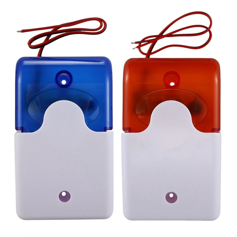 Smart-2X Mini Wired Strobe Warning Siren Durable DC 12V Sound Alarm Flashing Light Sound Siren Horn Home Security Alarm System