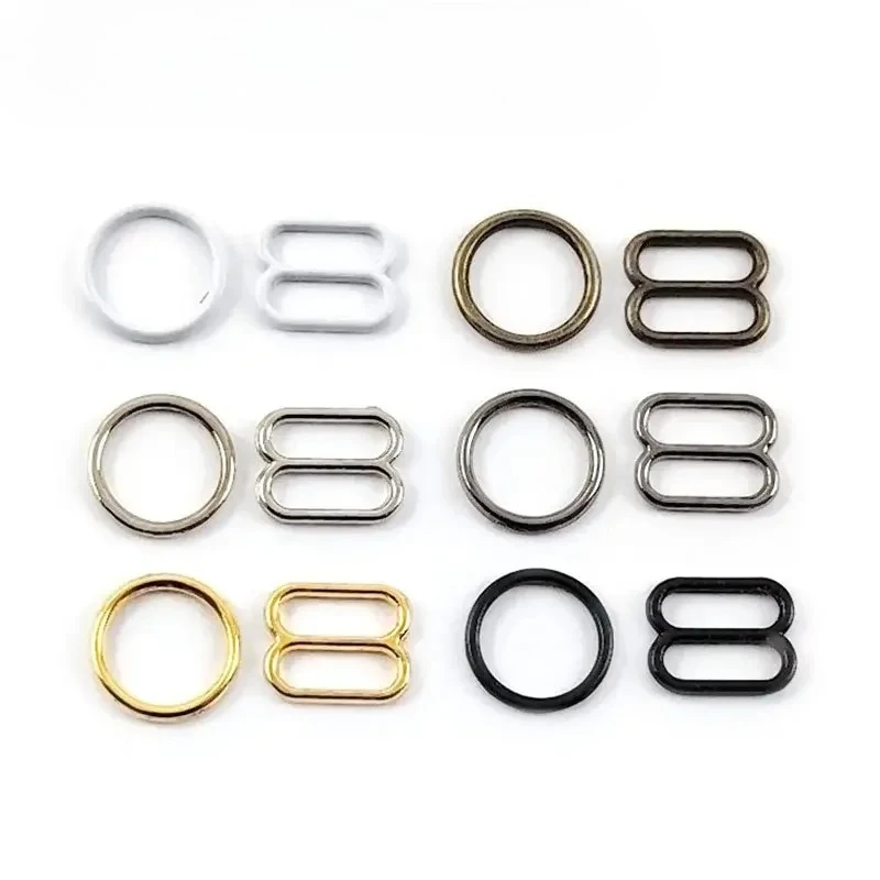 50Sets 6-20mm Metal Buckles for Underwear Bra Strap O Ring Buckle Garment Tri-Glide Slider Adjuster Clasp Hardware Accessories