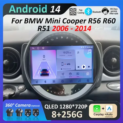 BMW 미니 쿠퍼 R56 R60 R51 2006 - 2014 무선 Carplay 안드로이드 자동차 자동차 멀티미디어 라디오 비디오 플레이어 DSP 스테레오 헤드 유닛