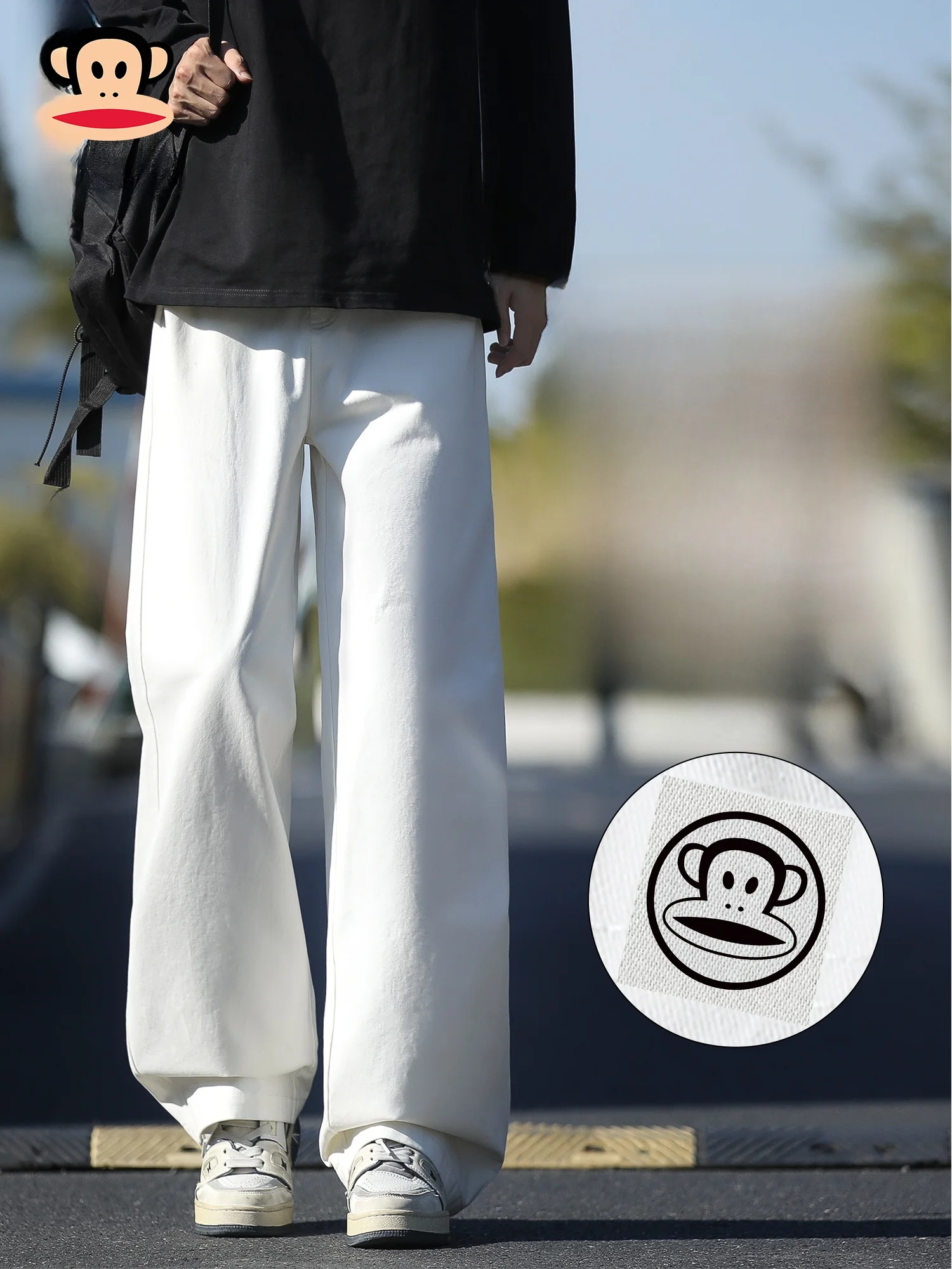 

PaulFrank American Sle Loose Straight Leg Cotton Casual Pants Men's Spring New Wide Leg Long Pants Drapey Comfortable Fit