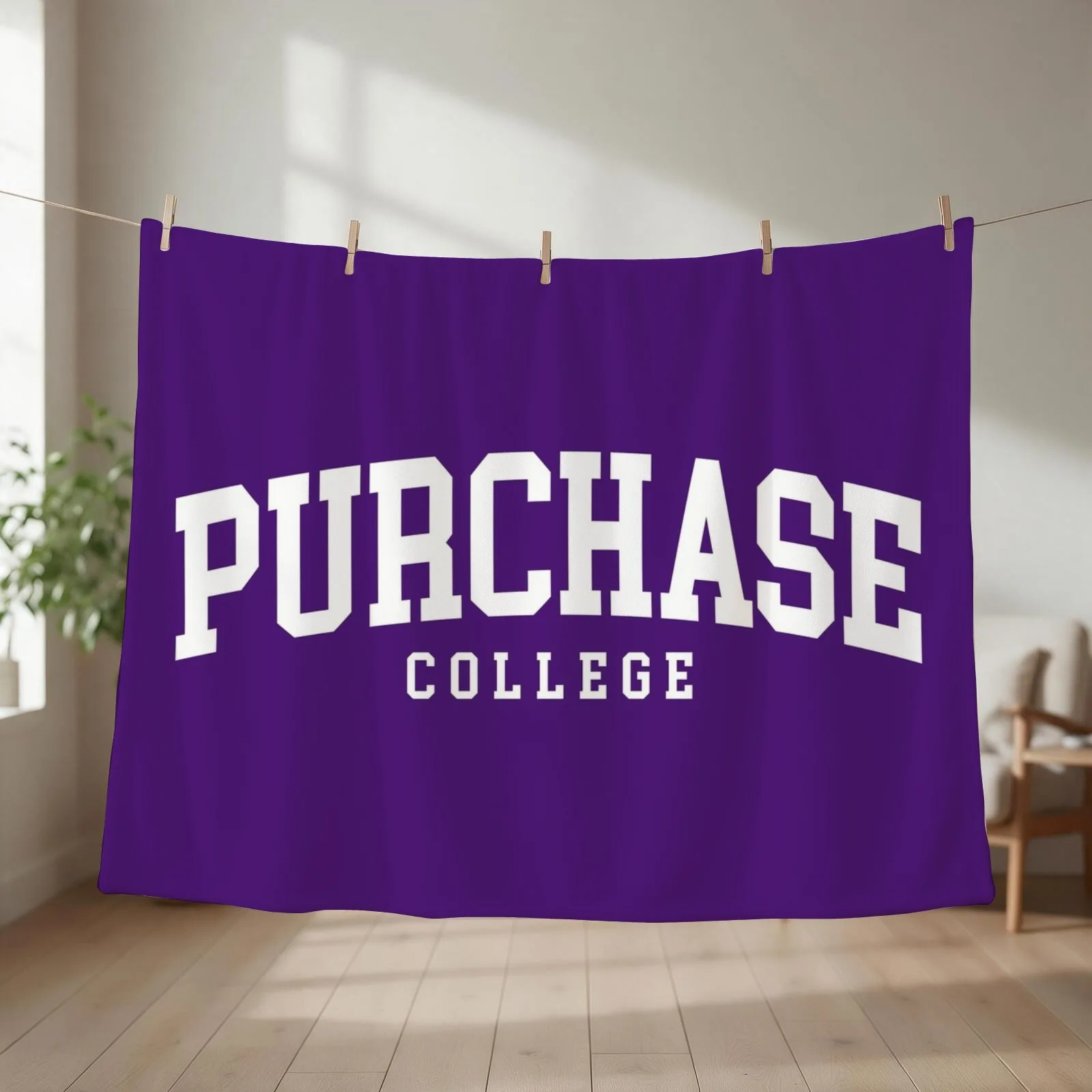 suny purchase - college font curved Throw Blanket halloween Soft Plush Plaid Flannel funny gift Blankets