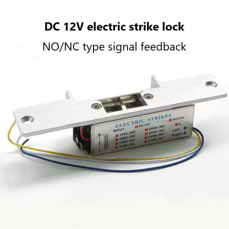 Electric Strike Cathode Lock para porta de madeira e metal, Fail Secure Door, Use Solenoid Latch, DC 12V, NO NC