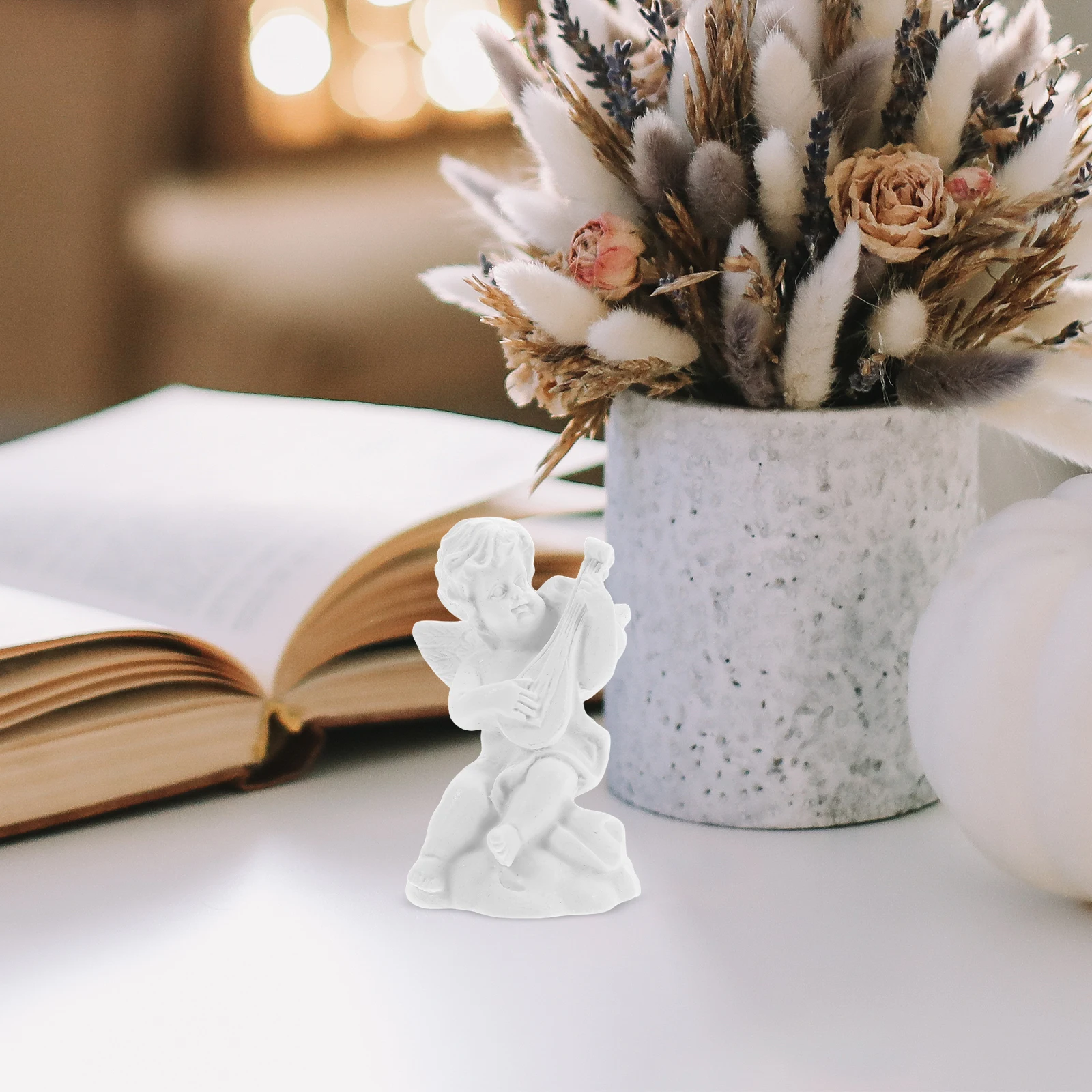 

4 Pcs Statues Resin Home Decor Desktop Garden Ornaments Lovely Sculptures Small Angel Outdoor Statues