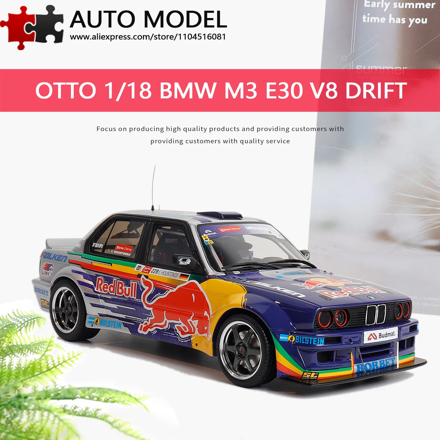 

Otto Mobile 1:18 Bmw M3 E30 V8 Drift Redbull Scale Cars Resin Miniature Car Die-Cast Cars and Model Vehicles Adult Toy Hobbies