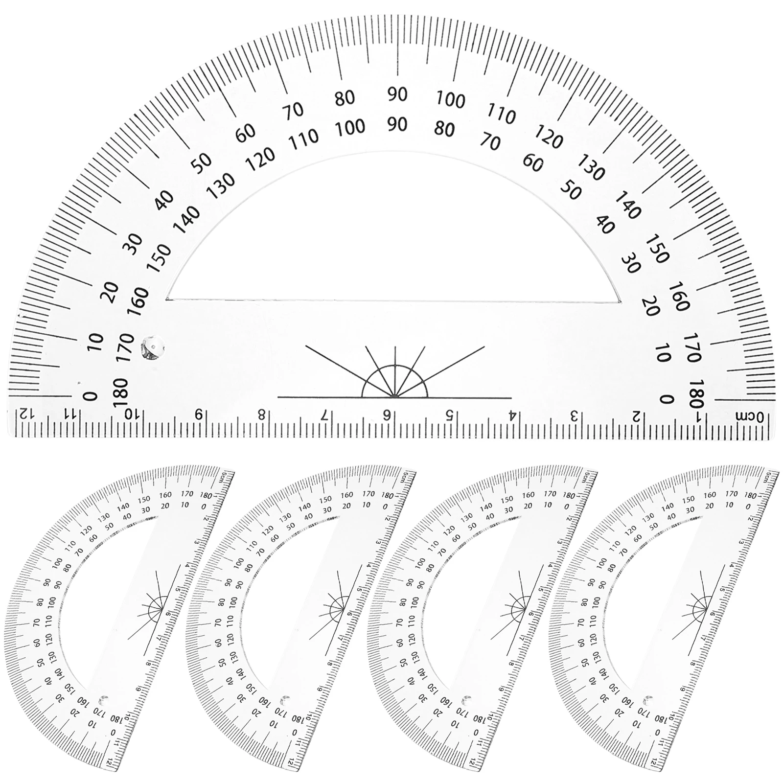 5 Pcs Plastic Protractor Stationery 180 Degrees Angle Tool for School Math Geometry Lesson Portable Half Circle Dry Erase Bulk