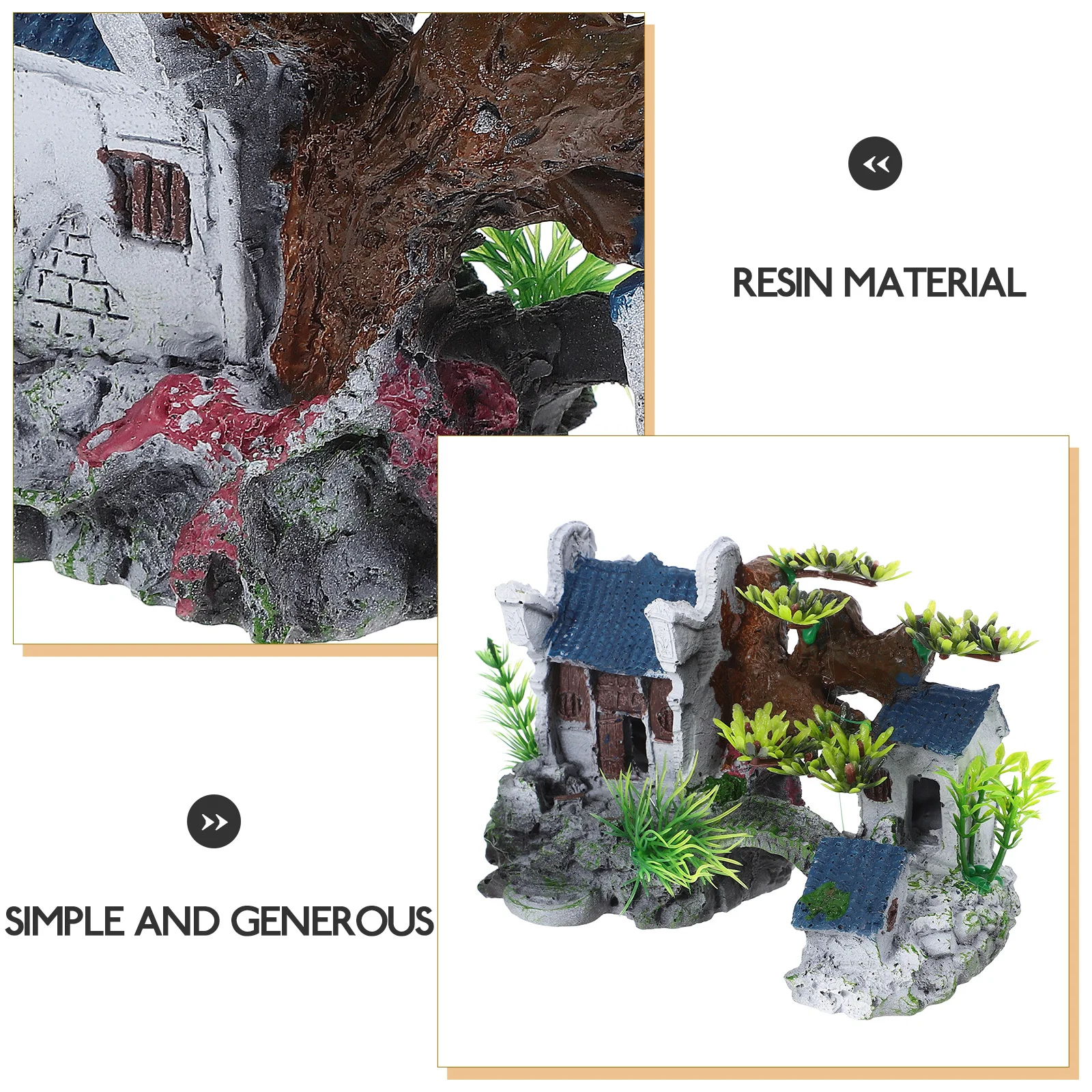 

Jiangnan Cottage Decor Fish Tank Ornament Resin House Aquarium Decoration Lifelike Chinese Style Hideaway Aquarium Decorations