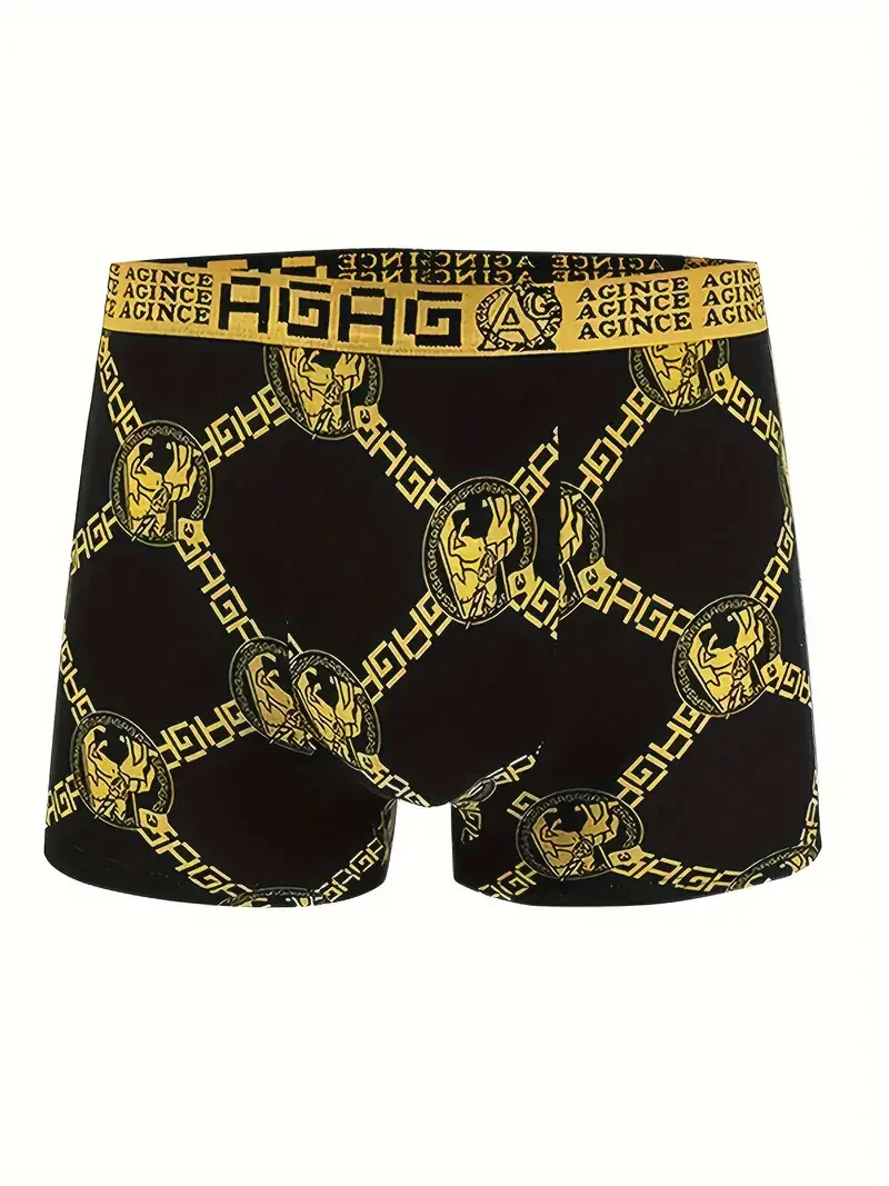 4pcs/set Random Men's Underwear Sexy Boxer Antibacterial Breathable Retro Print Men Boxer Shorts Boys Thin Flat Corner Panties