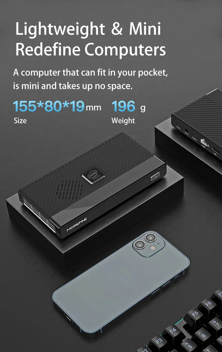 Morefine M6 Intel N100/N200 MINI PC LPDDR5 16GB 2*M.2 SSD Windows 11 Pro WIFI6 BT5.2 2.5G Lan Desk Office MINI PC Gamer Computer