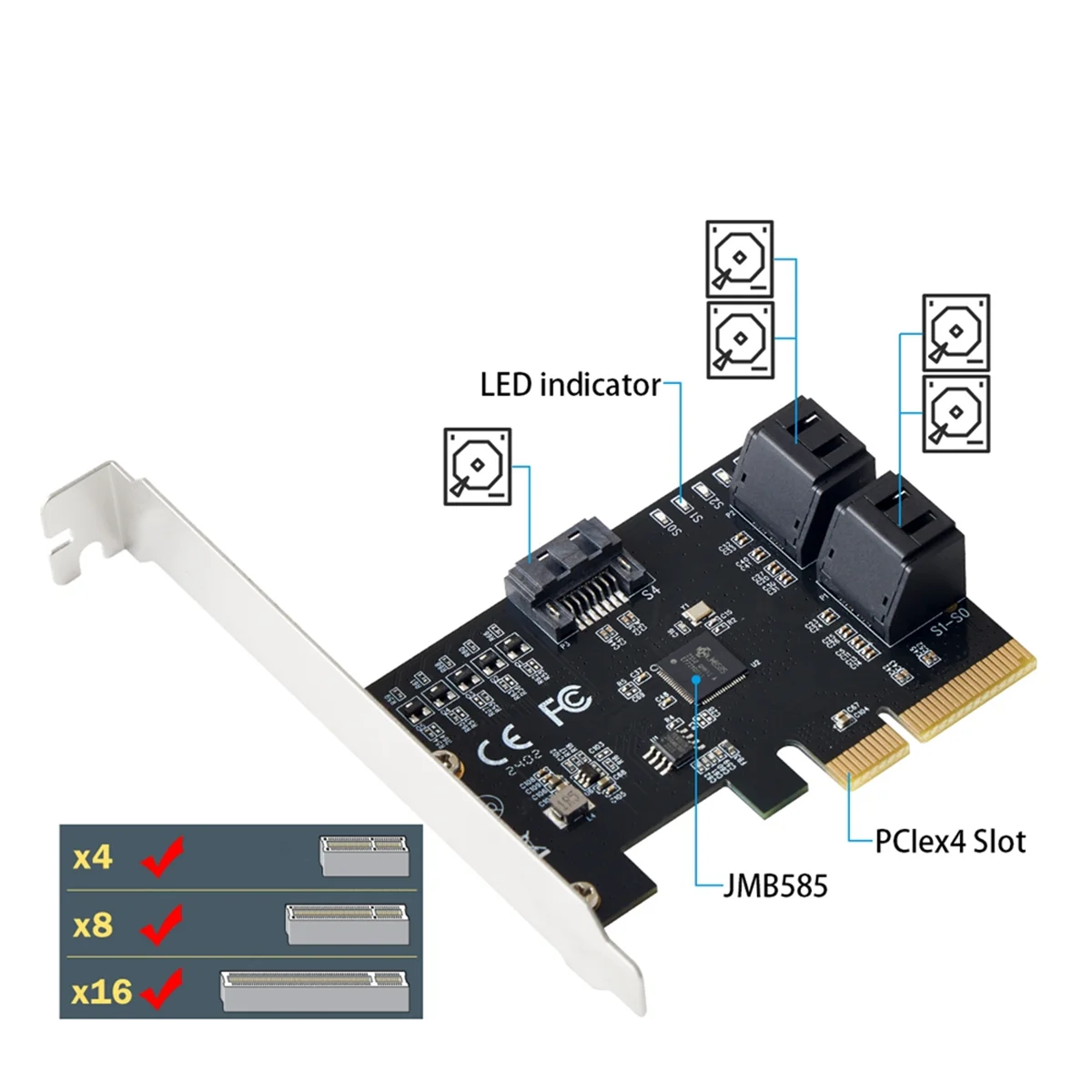 Convertisseur PCIE X4 vers SATA 3.0 PCI Express Disque dur d'ordinateur