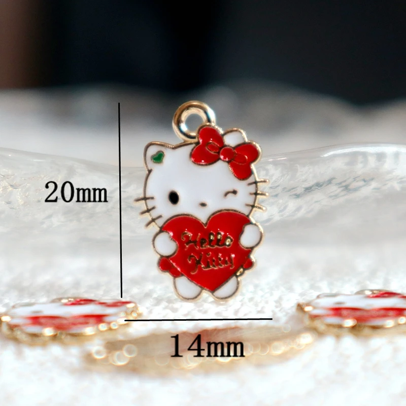 10PCS Cute Cartoon Hello Kitty Sparkling Kawaii Charms DIY Necklace Bracelet Earrings Keychain Accessory Jewelry Component Gifts