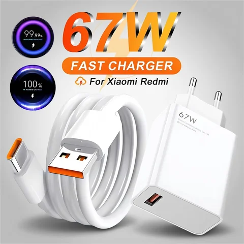 6A 67W Ultra Fast Charger For Xiaomi 11 12 Lite 13T 14T 15 17 Redmi Note 10 11T 12 13 14 POCO X3 X4 X5 Type C USB Charging Cable