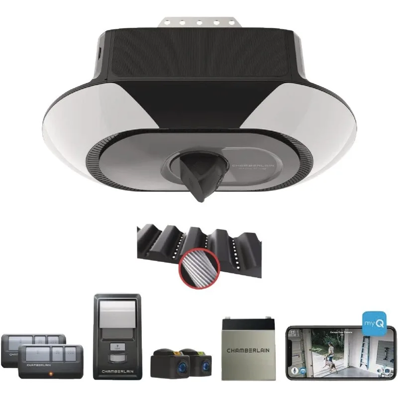 B6753T Smart Garage Door Opener, Video Streaming & Advanced Corner LED Lighting-myQ Smartphone Controlled-Ultra Quiet,