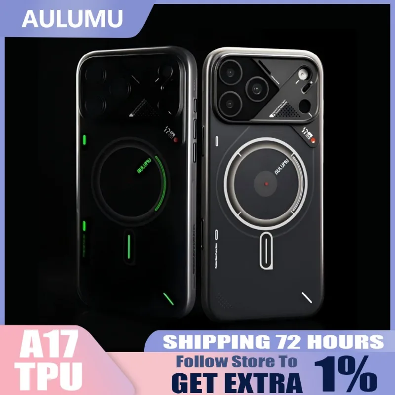 

Светящийся чехол AULUMU для iPhone 17 Pro Max, полупрозрачный матовый универсальный магнитный чехол для телефона с защитой от падения MagSafe для IPhone 17 Pro