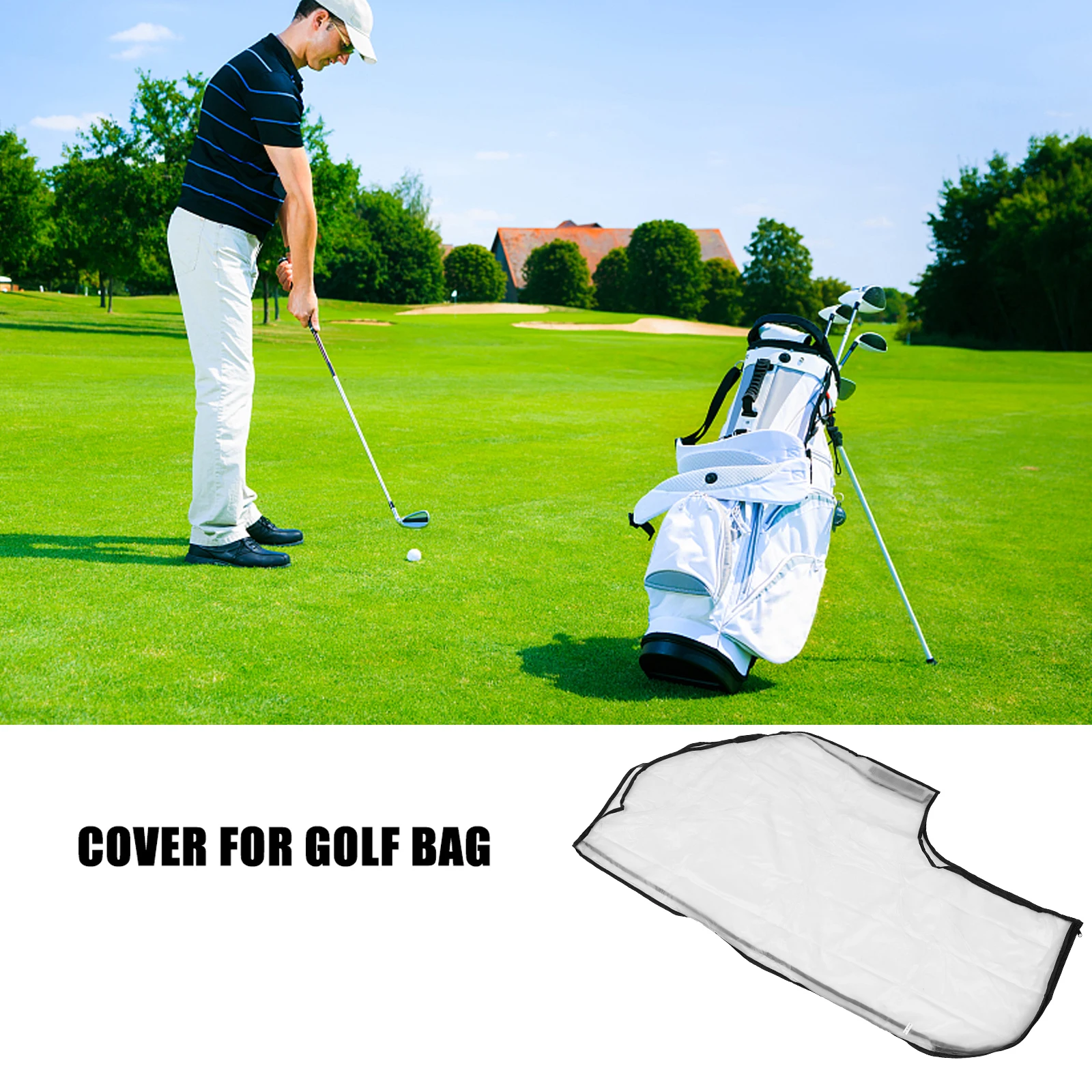 

Golf Bag Rain Waterproof Dustproof Zipper Luggage Backpack Protective Cover Plastic Lightweight Portable Easy for Bag
