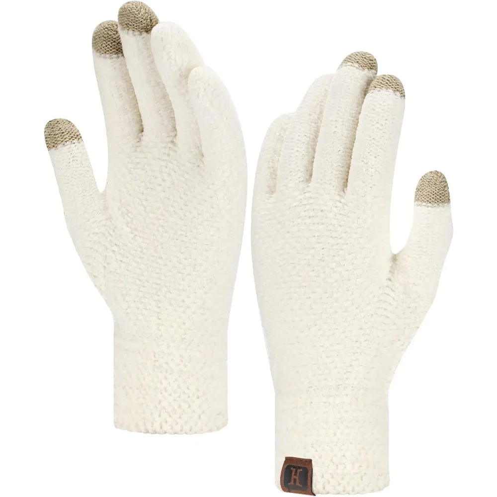 

Womens Winter Touchscreen Gloves for Cold Weather, Chenille Warm Knit Gloves