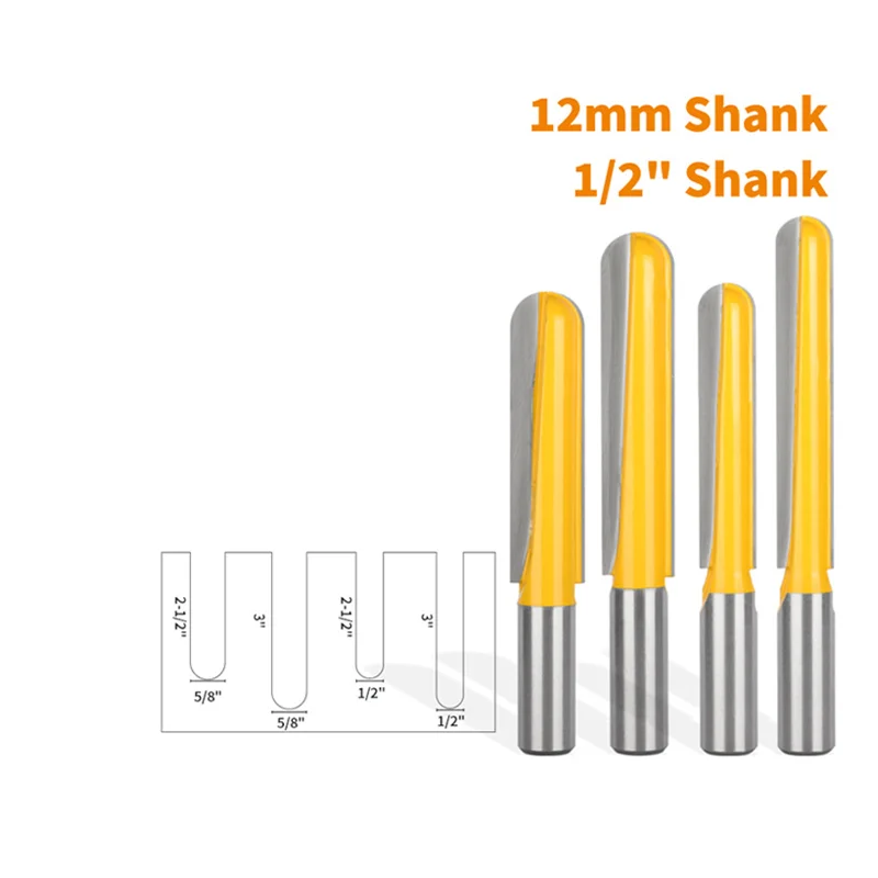 Solid hard alloy 12/12.7mm shank diameter, U-shaped groove double arc unlocking hole woodworking milling cutter