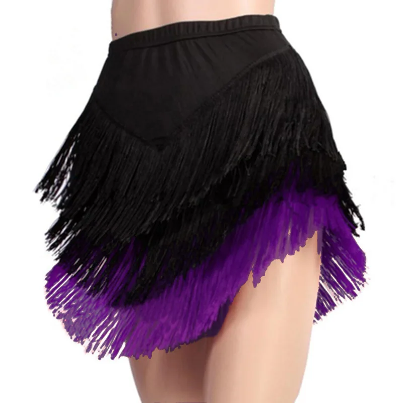 Adult Latin Dance Skirt Women\'s Dance Performance Costume Adult Three-layer Tassel Irregular Short Skirt Modern Dance Costume