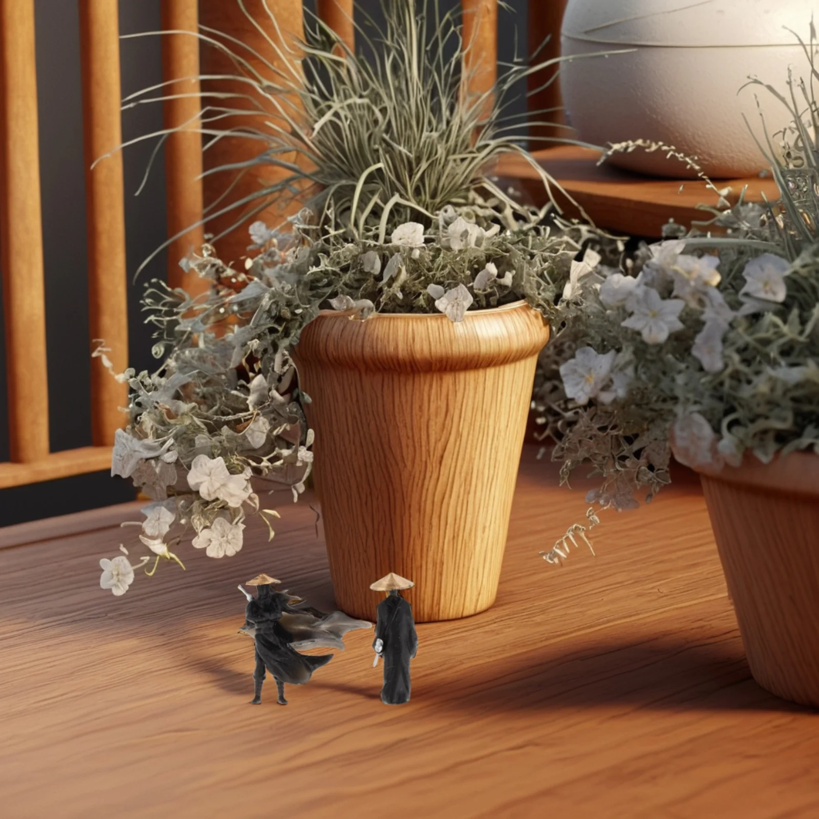 

2Pcs Exquisite Ancient Chinese Warrior Figure Miniature Garden Bonsai Decor Lifelike Craftsmanship Mysterious Element Home