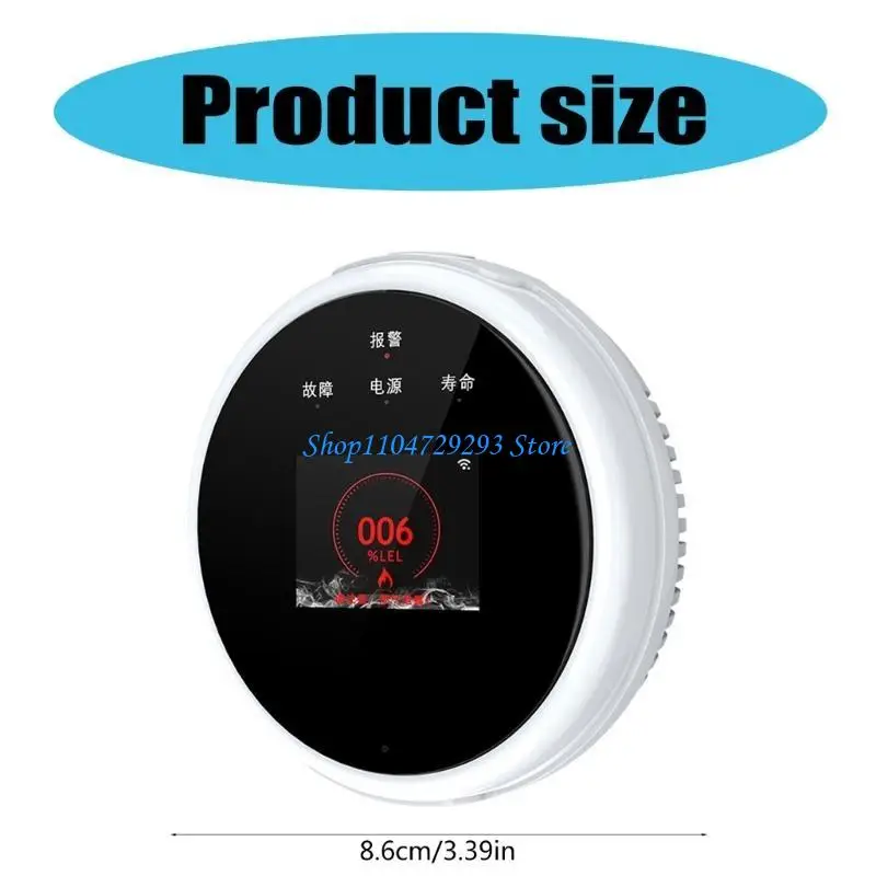 Y2GD WiFi Gas Sniffer Household Natural Gas Methane Leak Detector with Time Display Voice Warning LPG Detector for Home