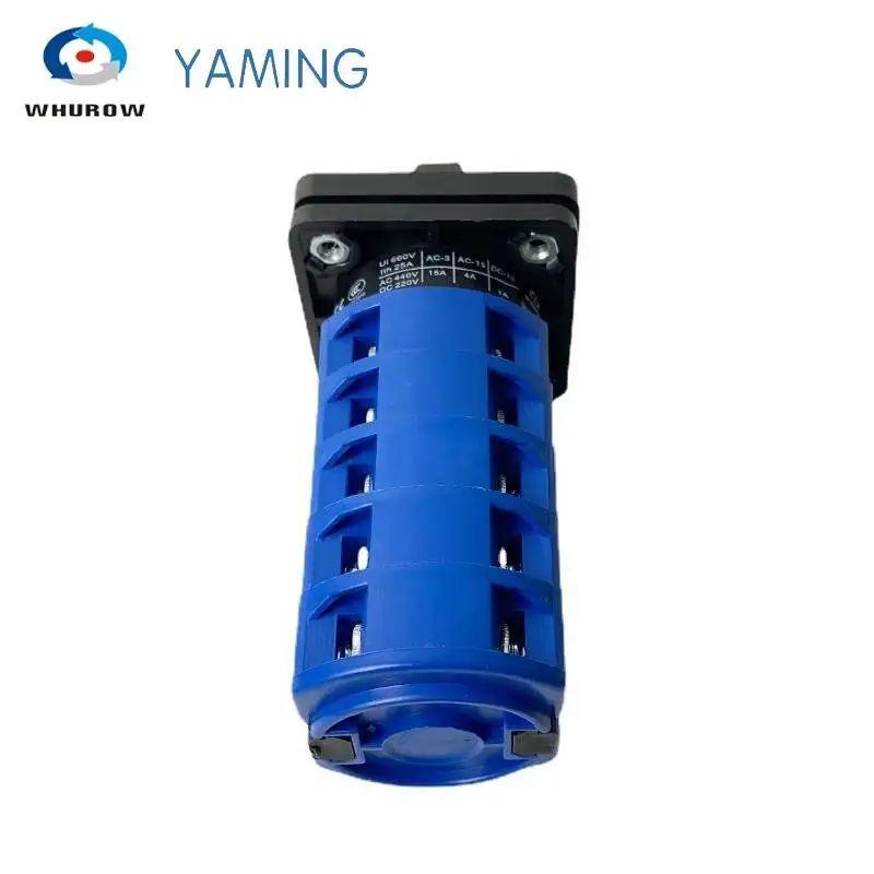 Changeover Cam Switch 25A 690V Silver Contact 1-8 Poles Two/Three Positions Rotary Selector LW28-25 LW26 YMW26 Series