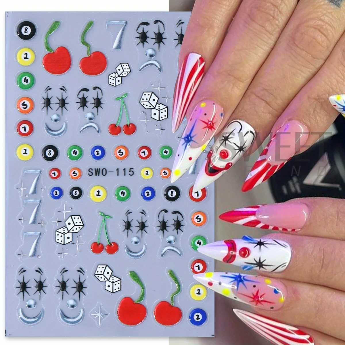 3 stuks zwart skelet vlinder nagelstickers gothic bot spinnenweb clown biljart kersen ontwerp halloween charme stickers manicure