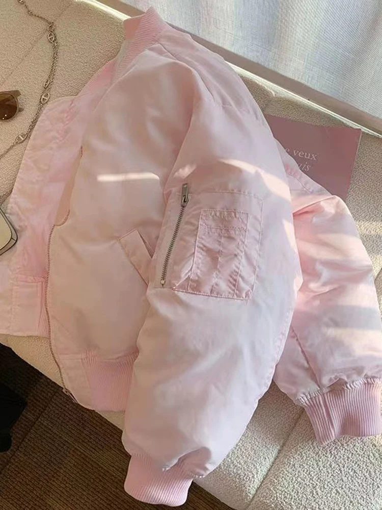 

Japan Kawaii Sweet O Neck Lady Thick Coats Women Cute Pink Puffy Parkas Winter Warm Preppy Style Long Sleeve Cotton