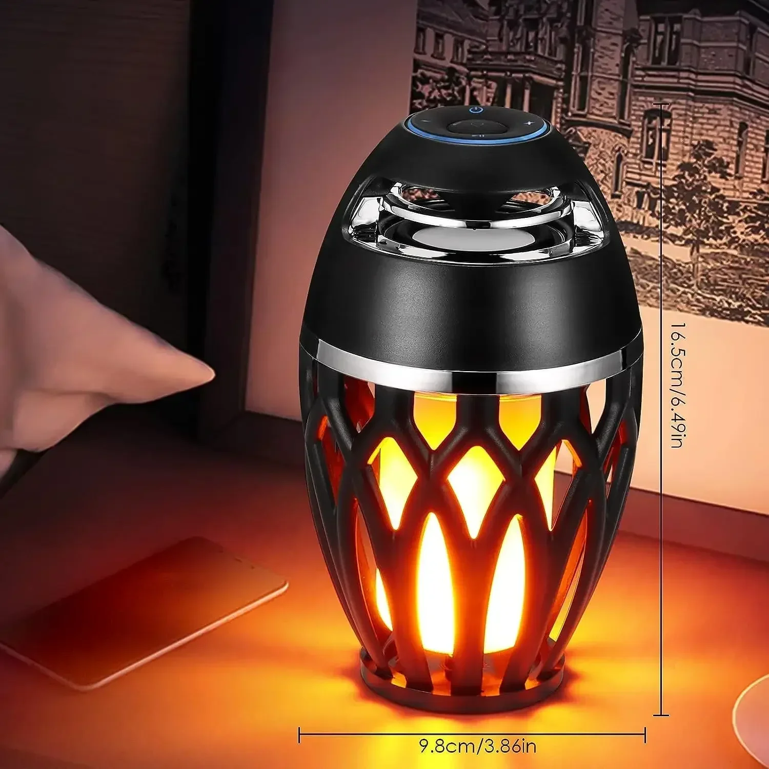USB Charging Wireless Bluetooth Speaker Flame LED Lamps Small Outdoor Bluetooth Flame Atmosphere Light For Camping Desktop