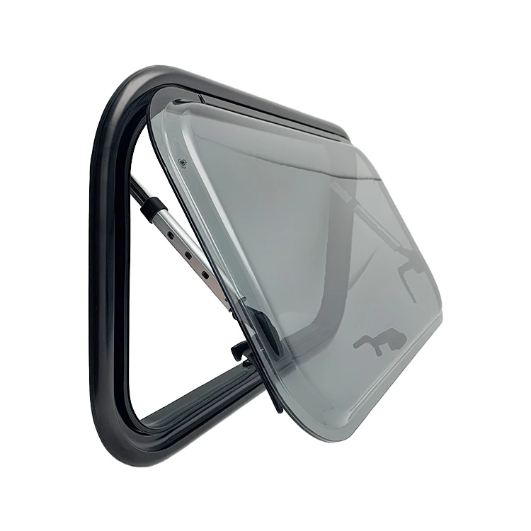 Aluminium Round Corner Caravan RV Roof Push Out Double Glazed Glass Windows
