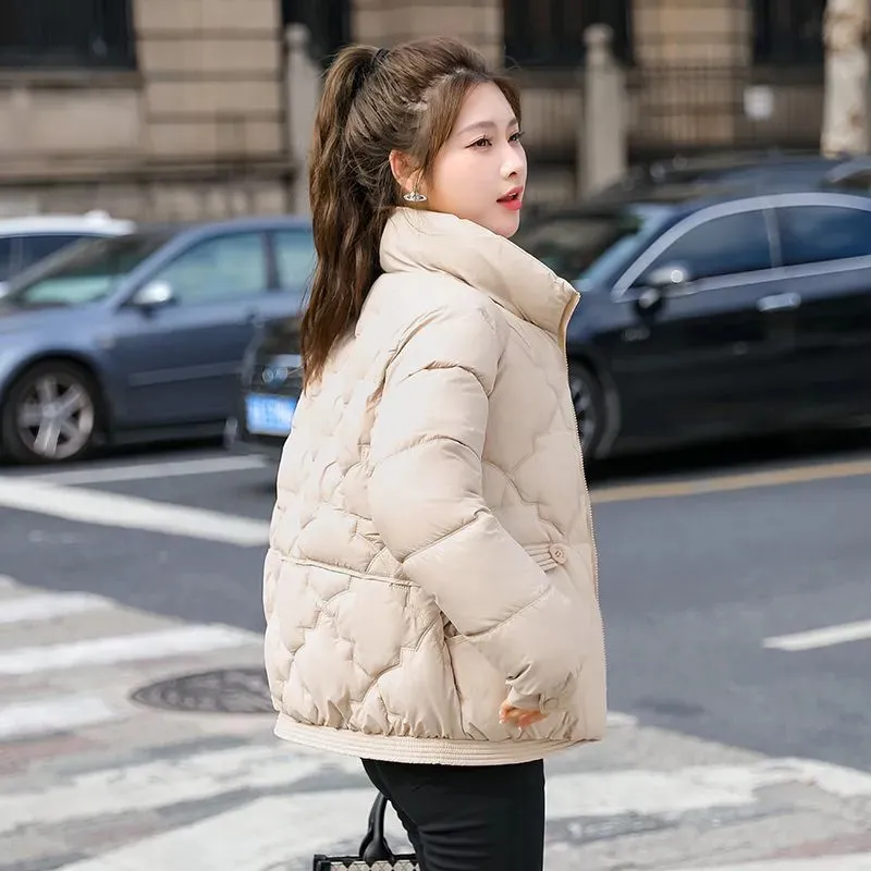 Winter Parkas Short Down Padded Jacket Women New Fashion Stand Collar Thick Cotton Clothes Female Casual Loose Outwear Tide B522