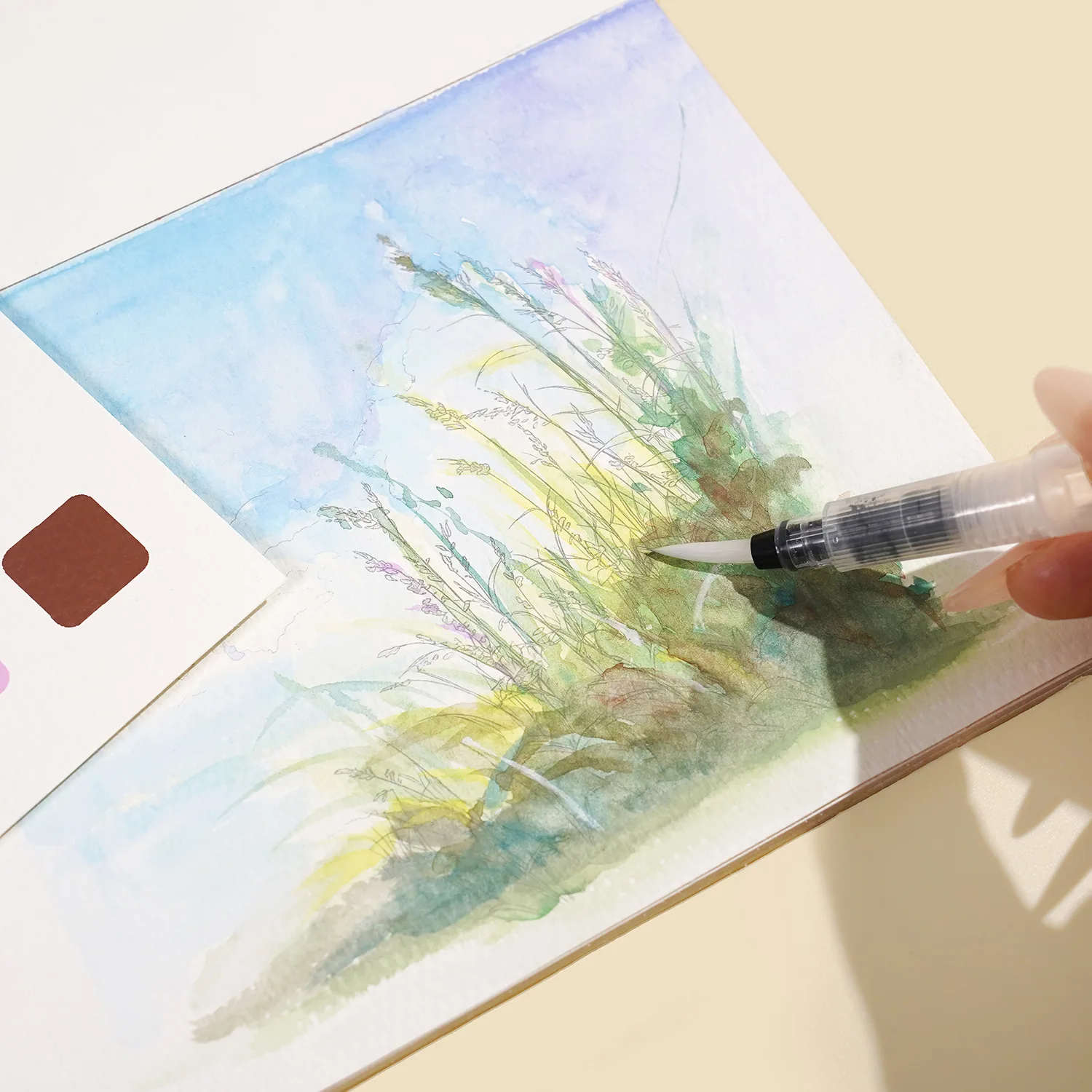 Bview Art Watercolor Coloring Book: Landscape-Themed Drawing Pad with Included Paints, DIY Watercolor Art Book
